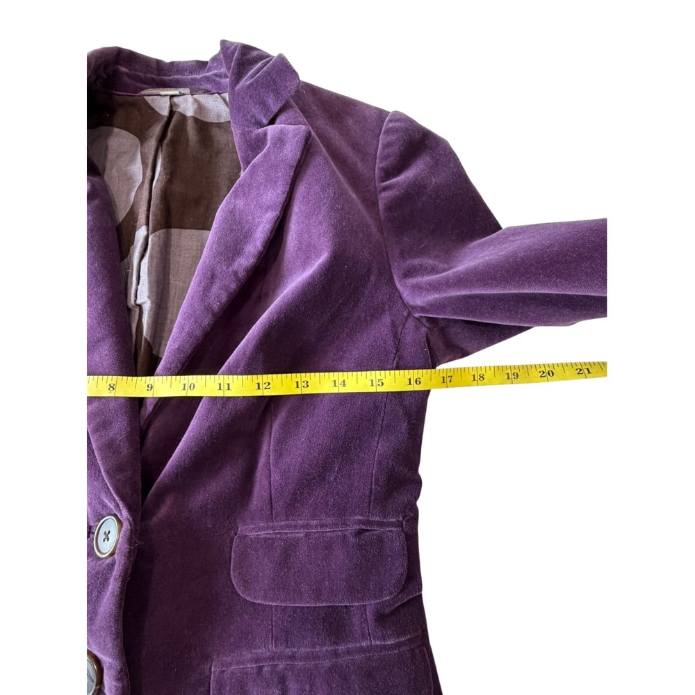 Boden Royal Purple Solid 100% Cotton Fitted Velvet Blazer, 4 - Picture 8 of 9